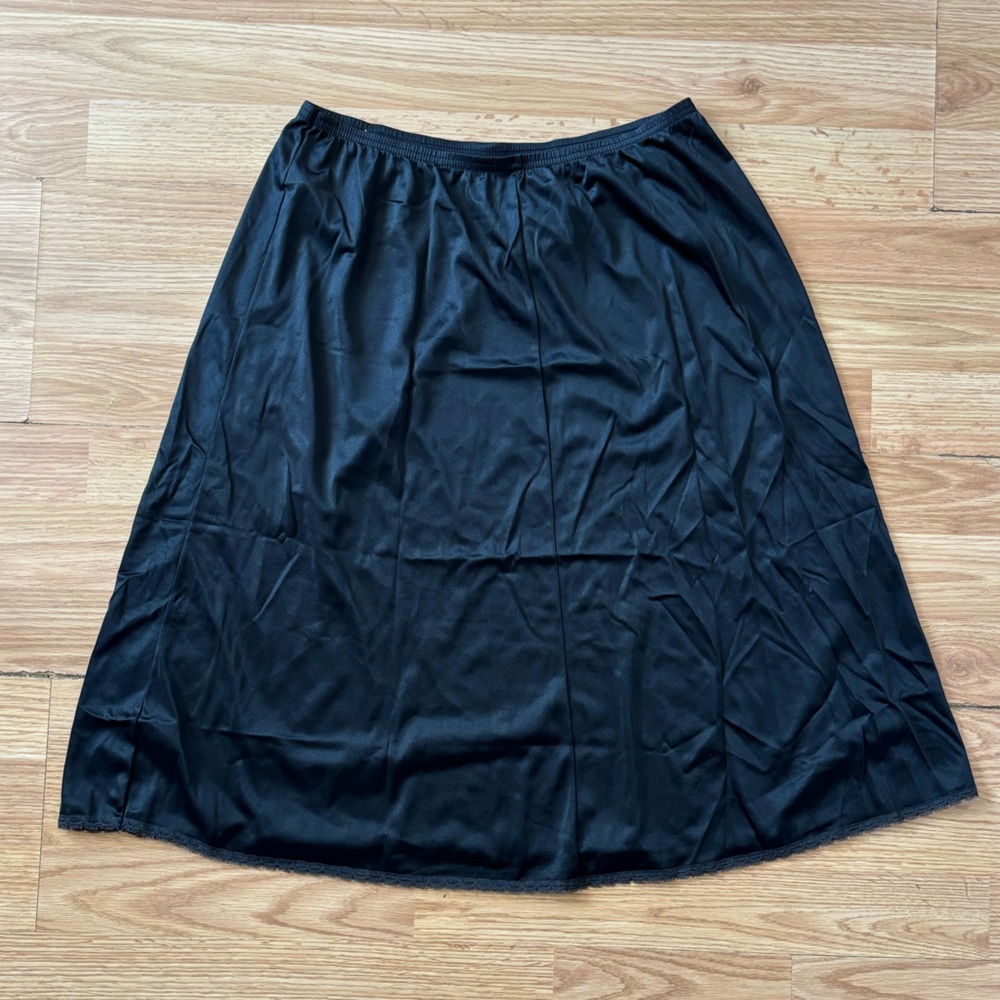 Vanity Fair Black A-Line Slip Skirt